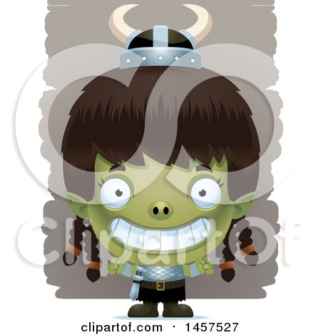 Clipart of a 3d Grinning Goblin Girl - Royalty Free Vector Illustration by Cory Thoman
