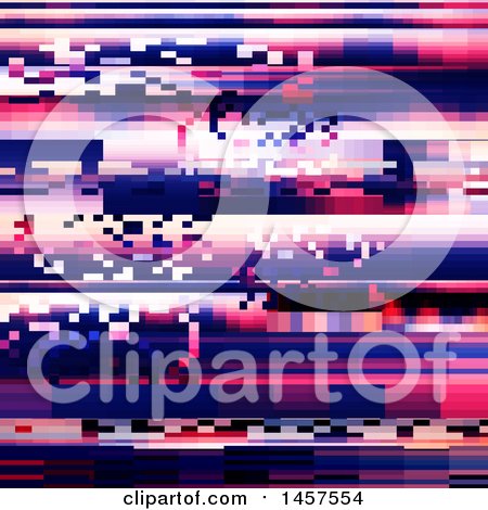 Clipart of a Pink and Purple Distorted Glitch Effect Background - Royalty Free Vector Illustration by KJ Pargeter