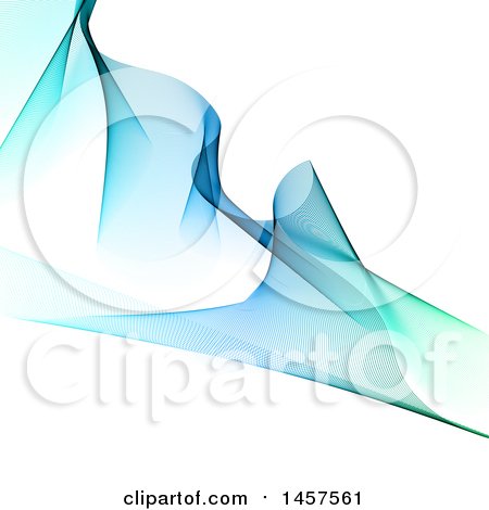 Clipart of a Background of Gradient Blue Waves over White - Royalty Free Vector Illustration by KJ Pargeter