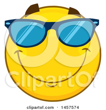 Clipart of a Cartoon Emoji Smiley Face Wearing Sunglasses - Royalty Free Vector Illustration by Hit Toon
