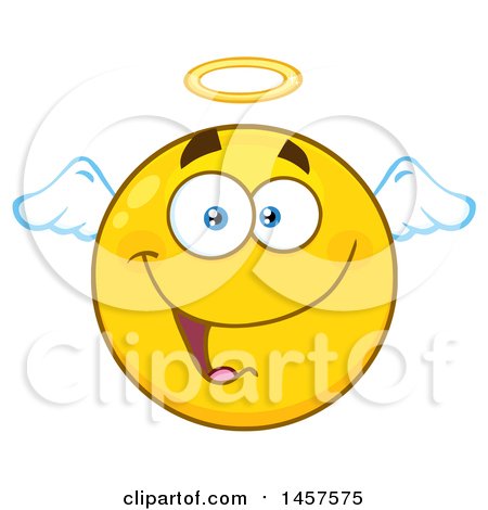 Clipart of a Cartoon Angel Emoji Smiley Face - Royalty Free Vector Illustration by Hit Toon