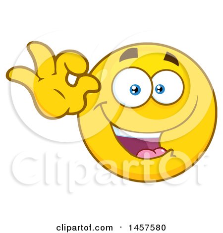 Clipart of a Cartoon Emoji Smiley Face Gesturing Ok - Royalty Free Vector Illustration by Hit Toon