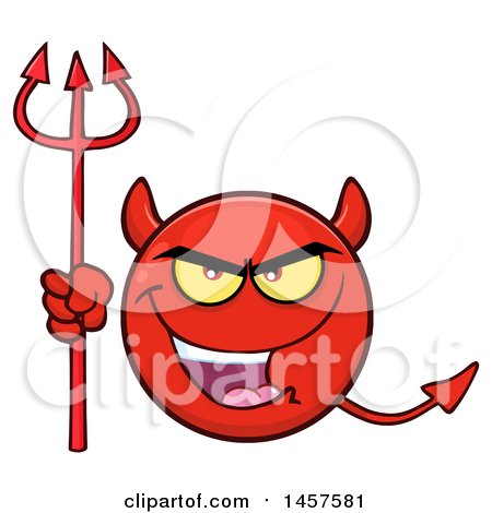 Clipart of a Cartoon Devil Emoji Smiley Face - Royalty Free Vector Illustration by Hit Toon