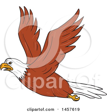 Clipart of a Cartoon Bald Eagle in Flight - Royalty Free Vector Illustration by patrimonio