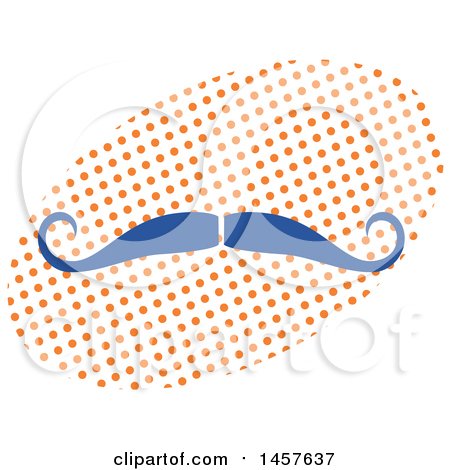 Clipart of a Pop Art Mustache over a Halftone Oval - Royalty Free Vector Illustration by Cherie Reve