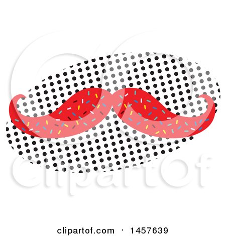 Clipart of a Pop Art Mustache over a Halftone Oval - Royalty Free Vector Illustration by Cherie Reve