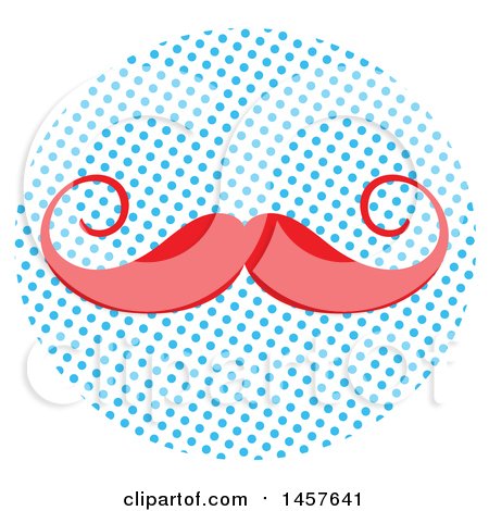 Clipart of a Pop Art Mustache over a Halftone Circle - Royalty Free Vector Illustration by Cherie Reve