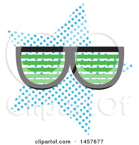 Clipart of a Pop Art Pair of Shades over a Halftone Oval - Royalty Free Vector Illustration by Cherie Reve