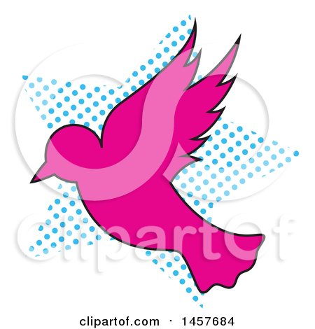 Clipart of a Pop Art Dove over a Halftone Star - Royalty Free Vector Illustration by Cherie Reve