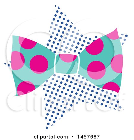 Clipart of a Pop Art Bow Tie over a Halftone Star - Royalty Free Vector Illustration by Cherie Reve
