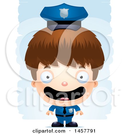 Clipart of a 3d Happy White Boy Police Officer over Strokes - Royalty Free Vector Illustration by Cory Thoman