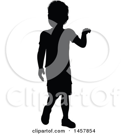 Clipart of a Black Silhouetted Boy - Royalty Free Vector Illustration by AtStockIllustration