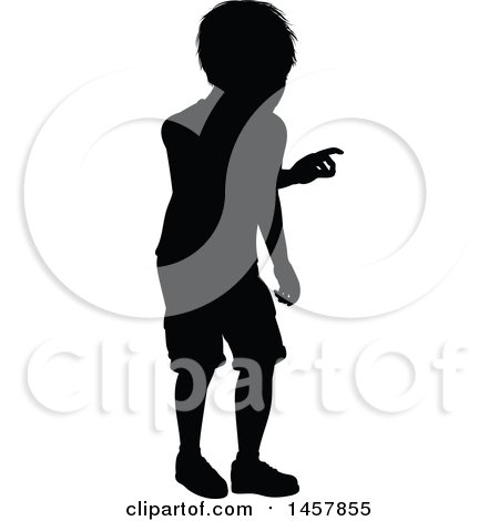 Clipart of a Black Silhouetted Boy - Royalty Free Vector Illustration by AtStockIllustration