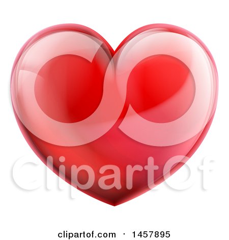 Clipart of a 3d Reflective Shiny Red Love Heart - Royalty Free Vector Illustration by AtStockIllustration