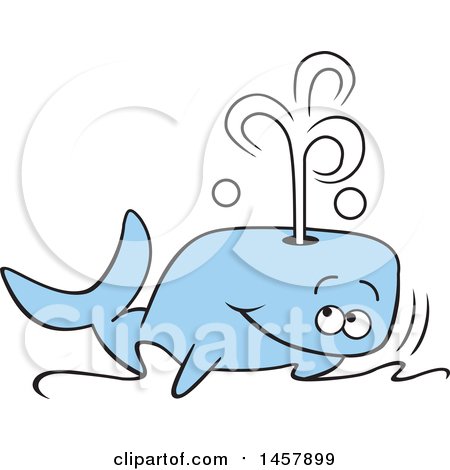 Clipart of a Cartoon Whale Spouting - Royalty Free Vector Illustration by Johnny Sajem