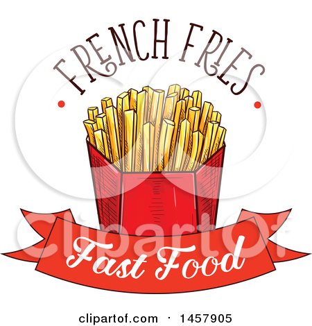 Clipart of a Sketched French Fries Design - Royalty Free Vector Illustration by Vector Tradition SM