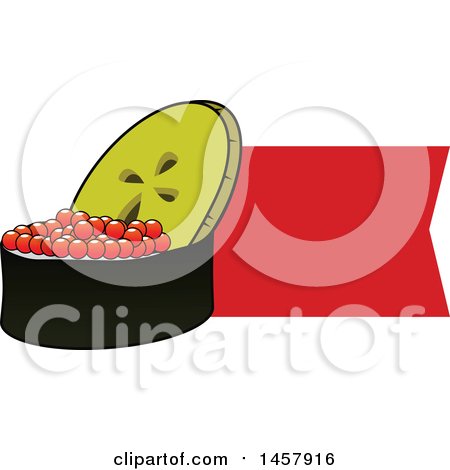 Clipart of a Sushi Roll with Caviar and Banner - Royalty Free Vector Illustration by Vector Tradition SM