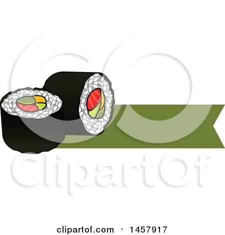 Clipart of a Sushi Roll and Banner - Royalty Free Vector Illustration by Vector Tradition SM