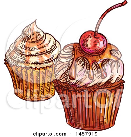 Clipart of Sketched Cupcakes - Royalty Free Vector Illustration by Vector Tradition SM