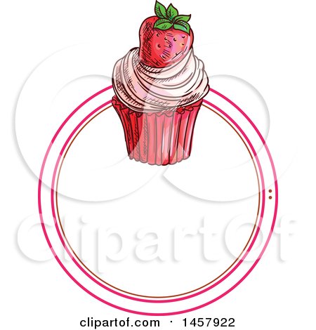 Clipart of a Sketched Cupcake Label or Logo - Royalty Free Vector Illustration by Vector Tradition SM