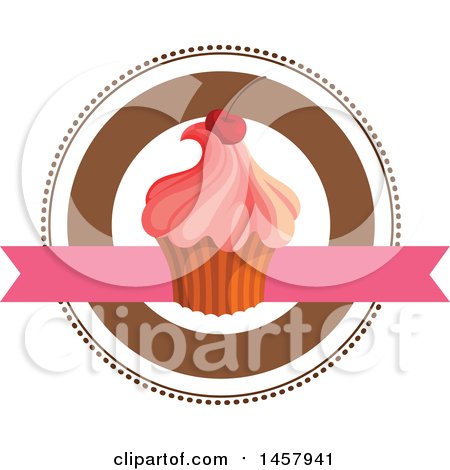 Clipart of a Cupcake Logo or Label - Royalty Free Vector Illustration by Vector Tradition SM