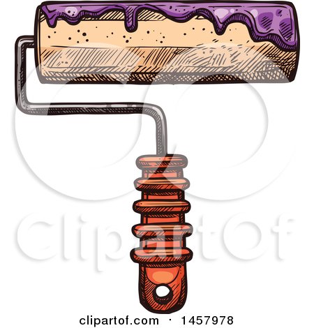 Clipart of a Sketched Roller Paint Brush - Royalty Free Vector Illustration by Vector Tradition SM