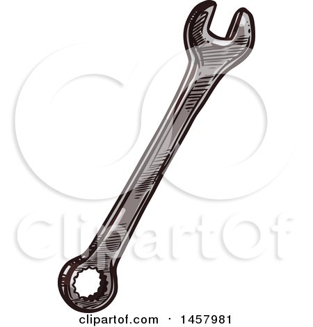 Clipart of a Sketched Wrench - Royalty Free Vector Illustration by Vector Tradition SM