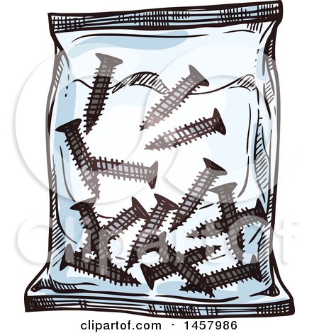 Clipart of a Sketched Bag of Screws - Royalty Free Vector Illustration by Vector Tradition SM