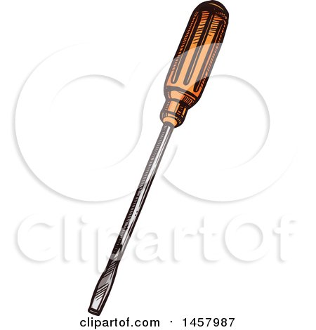 Clipart of a Sketched Screwdriver - Royalty Free Vector Illustration by Vector Tradition SM