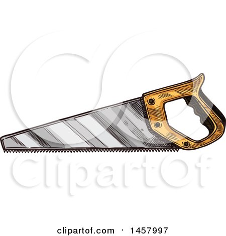 Clipart of a Sketched Hand Saw - Royalty Free Vector Illustration by Vector Tradition SM