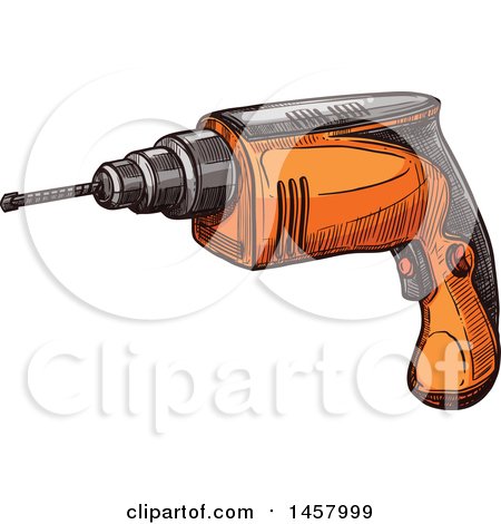 Clipart of a Sketched Power Drill - Royalty Free Vector Illustration by Vector Tradition SM