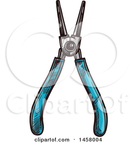 Clipart of a Sketched Pair of Pliers - Royalty Free Vector Illustration by Vector Tradition SM