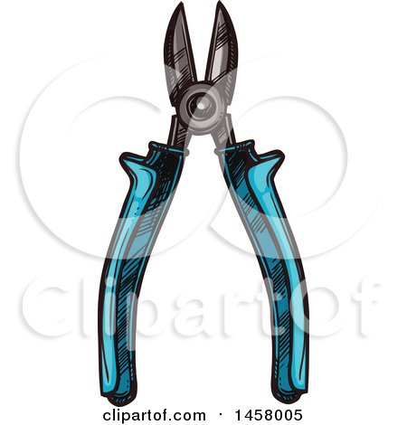 Clipart of a Sketched Pair of Pliers - Royalty Free Vector Illustration by Vector Tradition SM