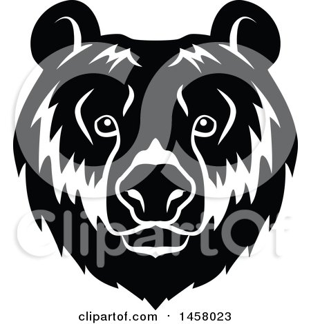 Clipart of a Black and White Bear Mascot Face - Royalty Free Vector Illustration by Vector Tradition SM
