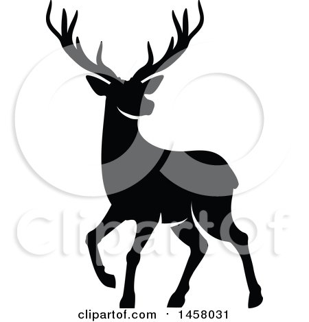 Clipart of a Black and White Alert Buck Deer - Royalty Free Vector Illustration by Vector Tradition SM