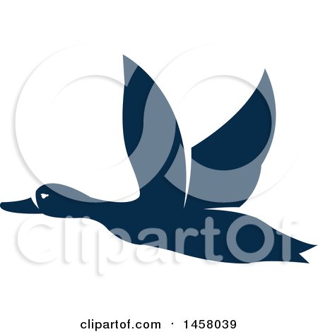 Clipart of a Blue Flying Duck - Royalty Free Vector Illustration by Vector Tradition SM