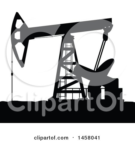 Clipart of a Black Silhouetted Oil Pump - Royalty Free Vector Illustration by Vector Tradition SM