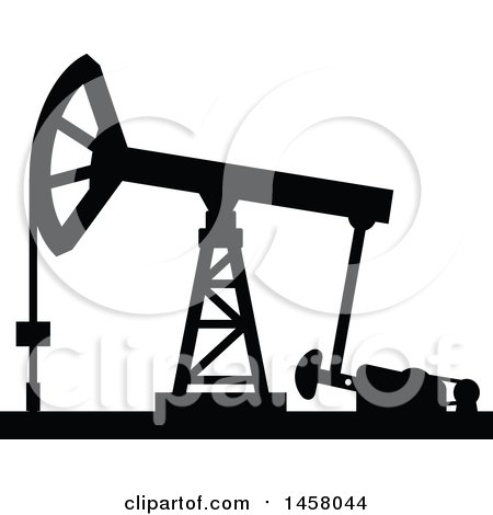 Clipart of a Black Silhouetted Oil Pump - Royalty Free Vector Illustration by Vector Tradition SM
