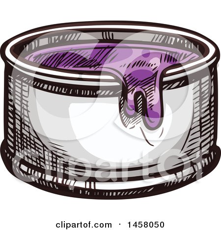Clipart of a Sketched Purple Paint Can - Royalty Free Vector Illustration by Vector Tradition SM