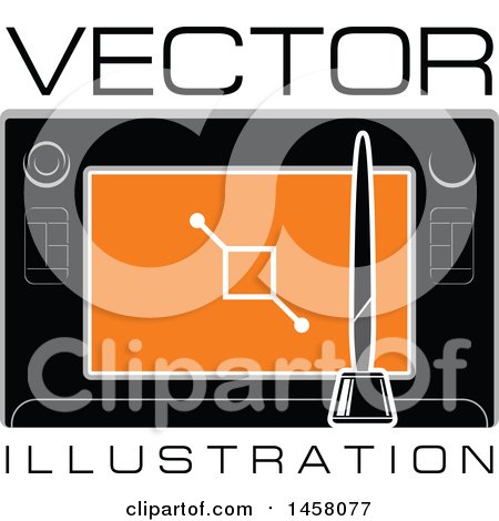 Clipart of a Tablet for Illustrating and Stylus and Text - Royalty Free Vector Illustration by Vector Tradition SM