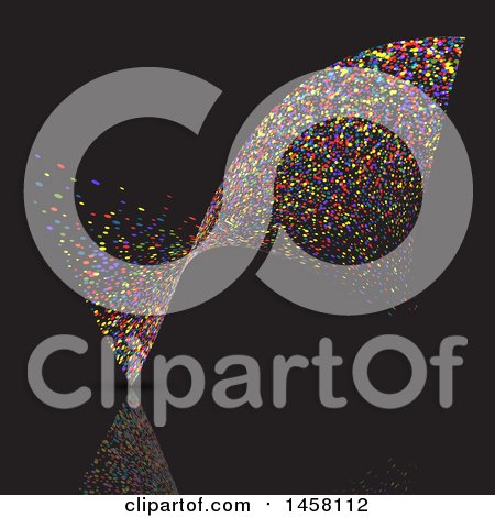 Clipart of a Wave of Colorful Dots on Black - Royalty Free Vector Illustration by KJ Pargeter