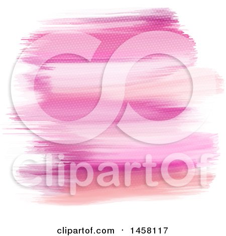 Clipart of a Pink Watercolor Stroke and Halftone Dots Background - Royalty Free Vector Illustration by KJ Pargeter