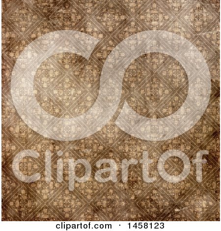 Clipart of a Background Pattern of Aged Damask Wallpaper - Royalty Free Illustration by KJ Pargeter