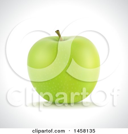 Clipart of a 3d Green Apple on a Shaded Background - Royalty Free Vector Illustration by cidepix