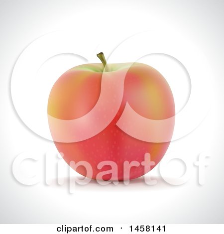 Clipart of a 3d Apple on a Shaded Background - Royalty Free Vector Illustration by cidepix