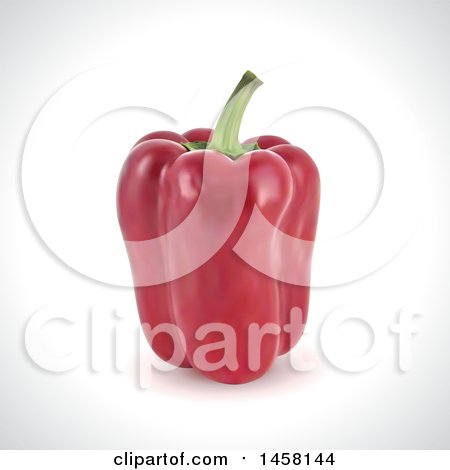 Clipart of a 3d Red Bell Pepper with a Shaded Background - Royalty Free Vector Illustration by cidepix