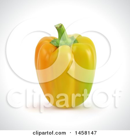 Clipart of a 3d Yellow Bell Pepper on a Shaded Background - Royalty Free Vector Illustration by cidepix