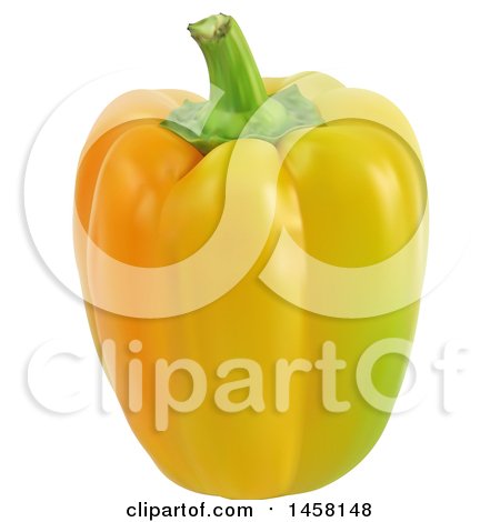 Clipart of a 3d Yellow Bell Pepper - Royalty Free Vector Illustration by cidepix