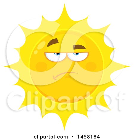 Clipart of a Bored or Annoyed Sun Mascot - Royalty Free Vector Illustration by Hit Toon