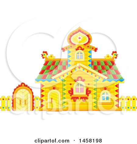 Clipart of a Fairy Tale Log Cabin - Royalty Free Vector Illustration by Alex Bannykh